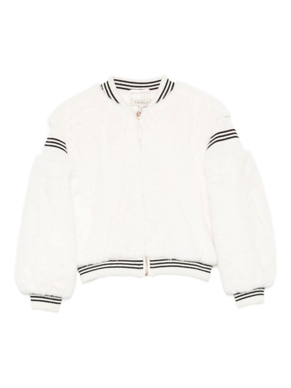 twinset kids coat with striped cuffs