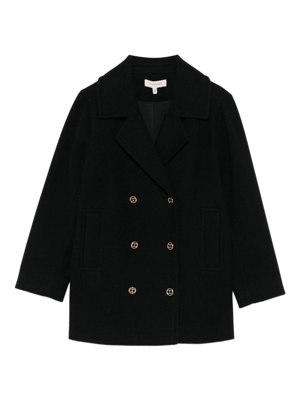 twinset kids double-breasted coat
