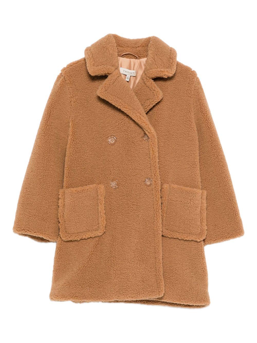 twinset kids double-breasted coat