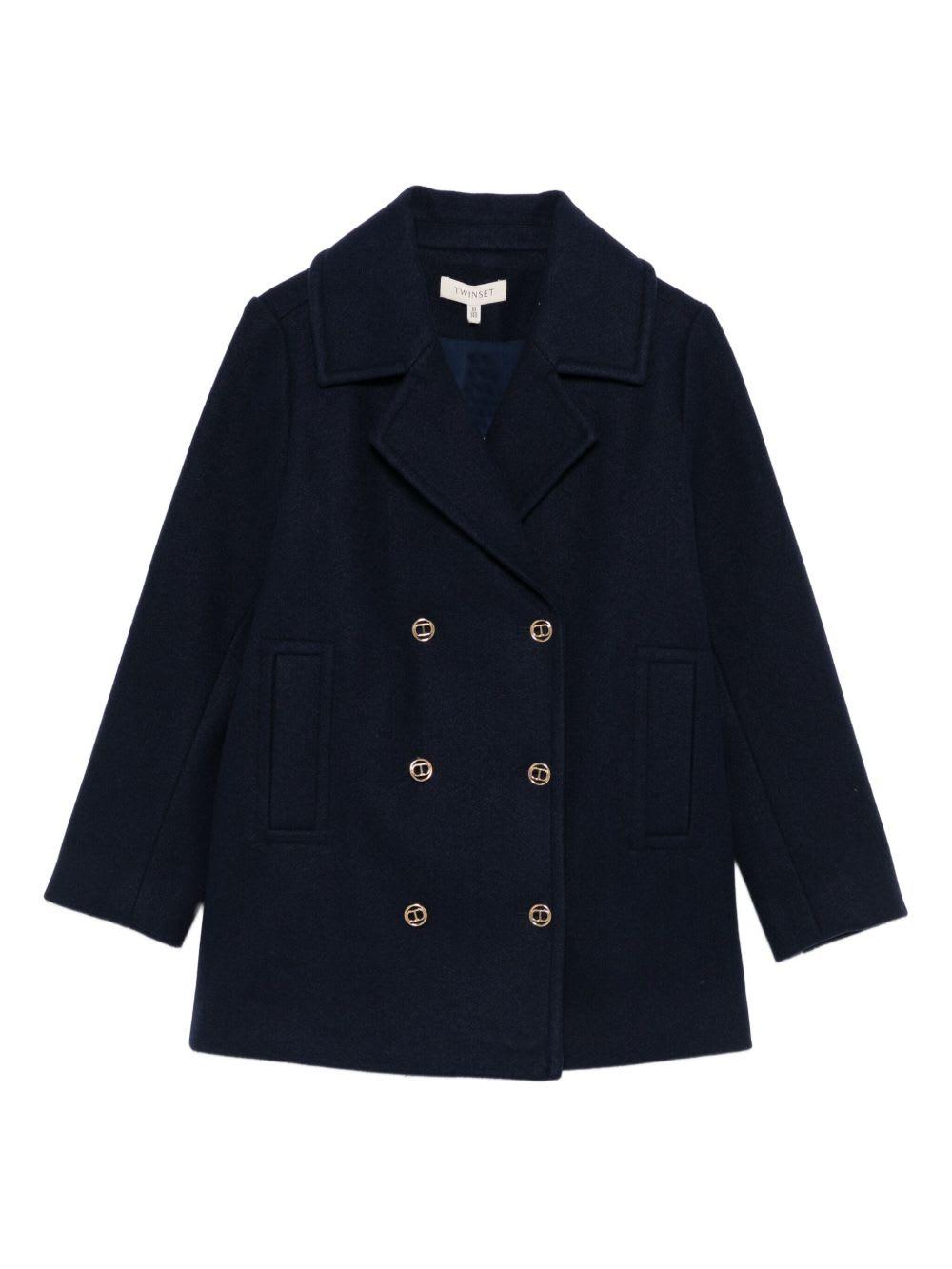 twinset kids double-breasted coat