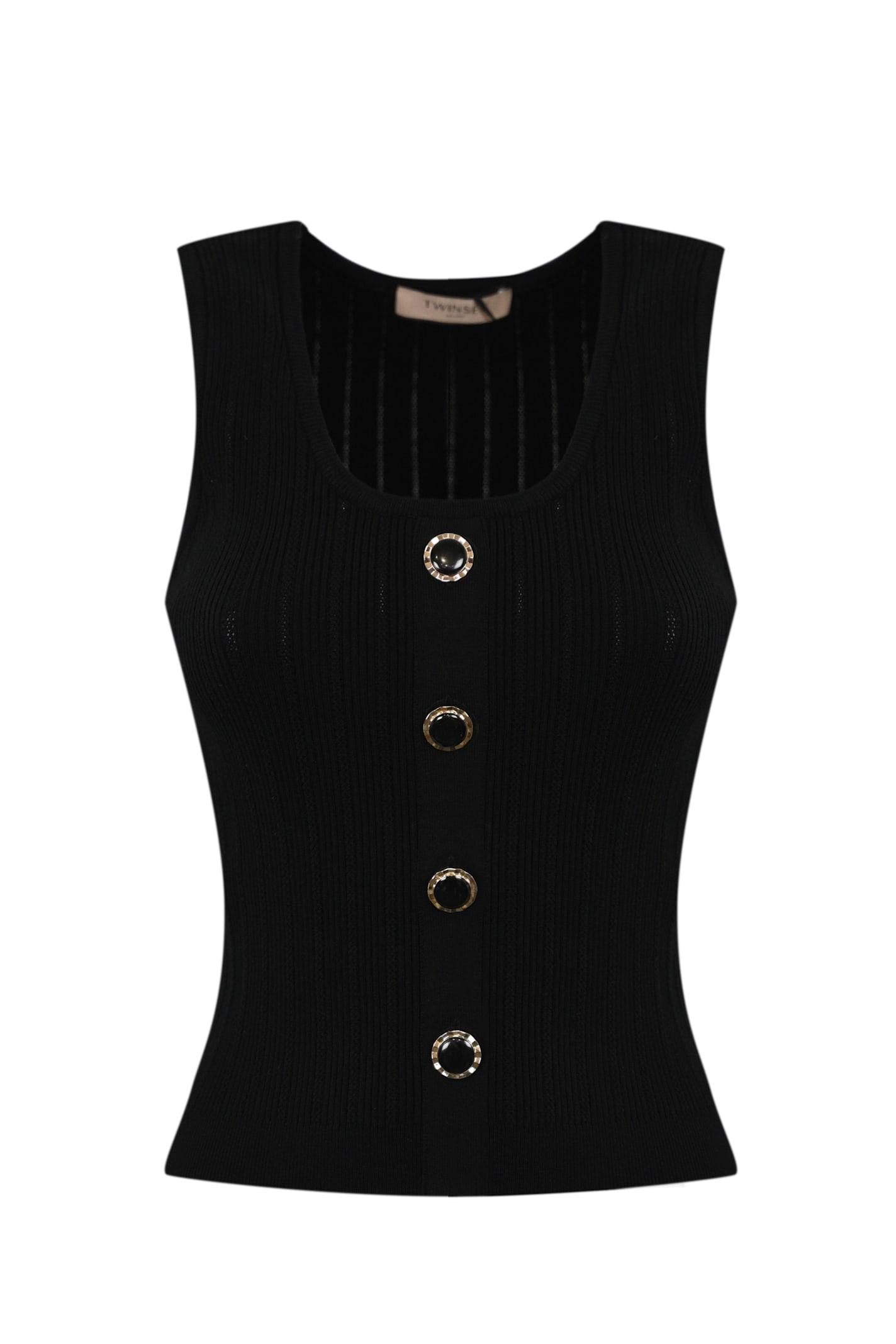 twinset knitted top with decorative buttons