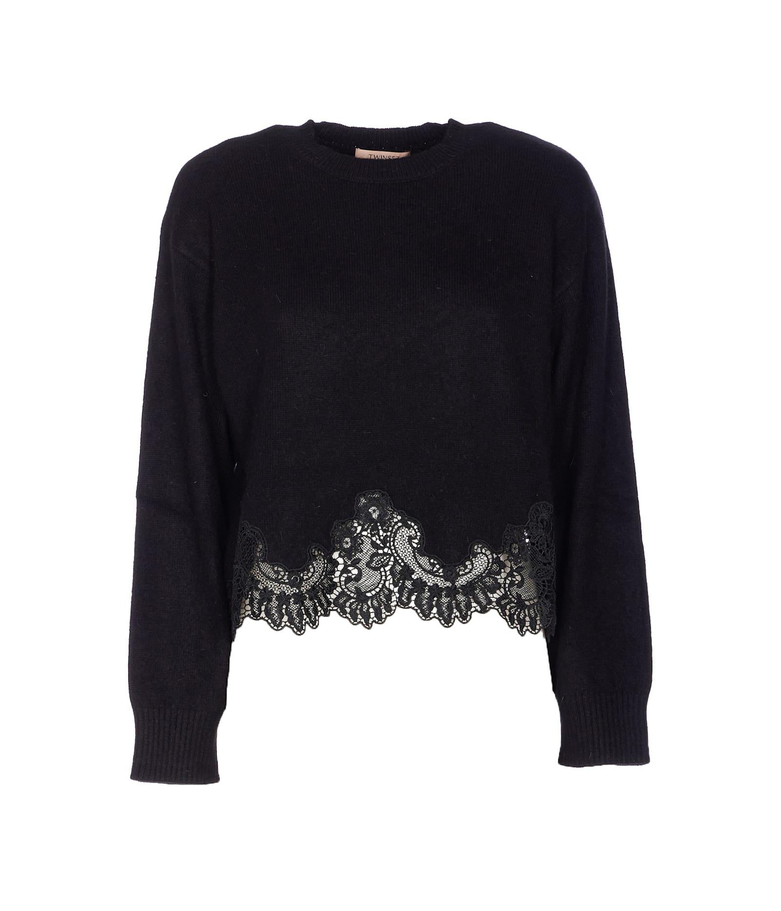 twinset lace detail sweater