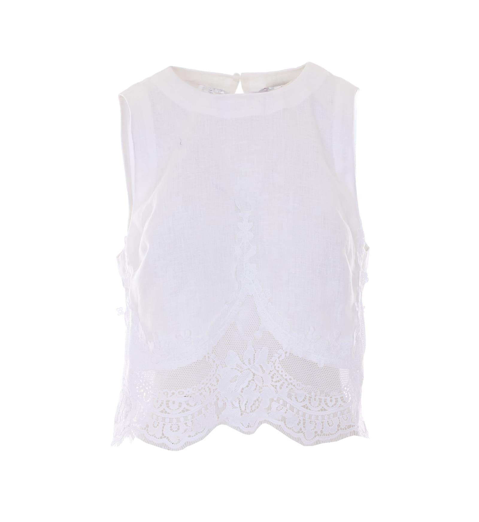 twinset linen top with lace