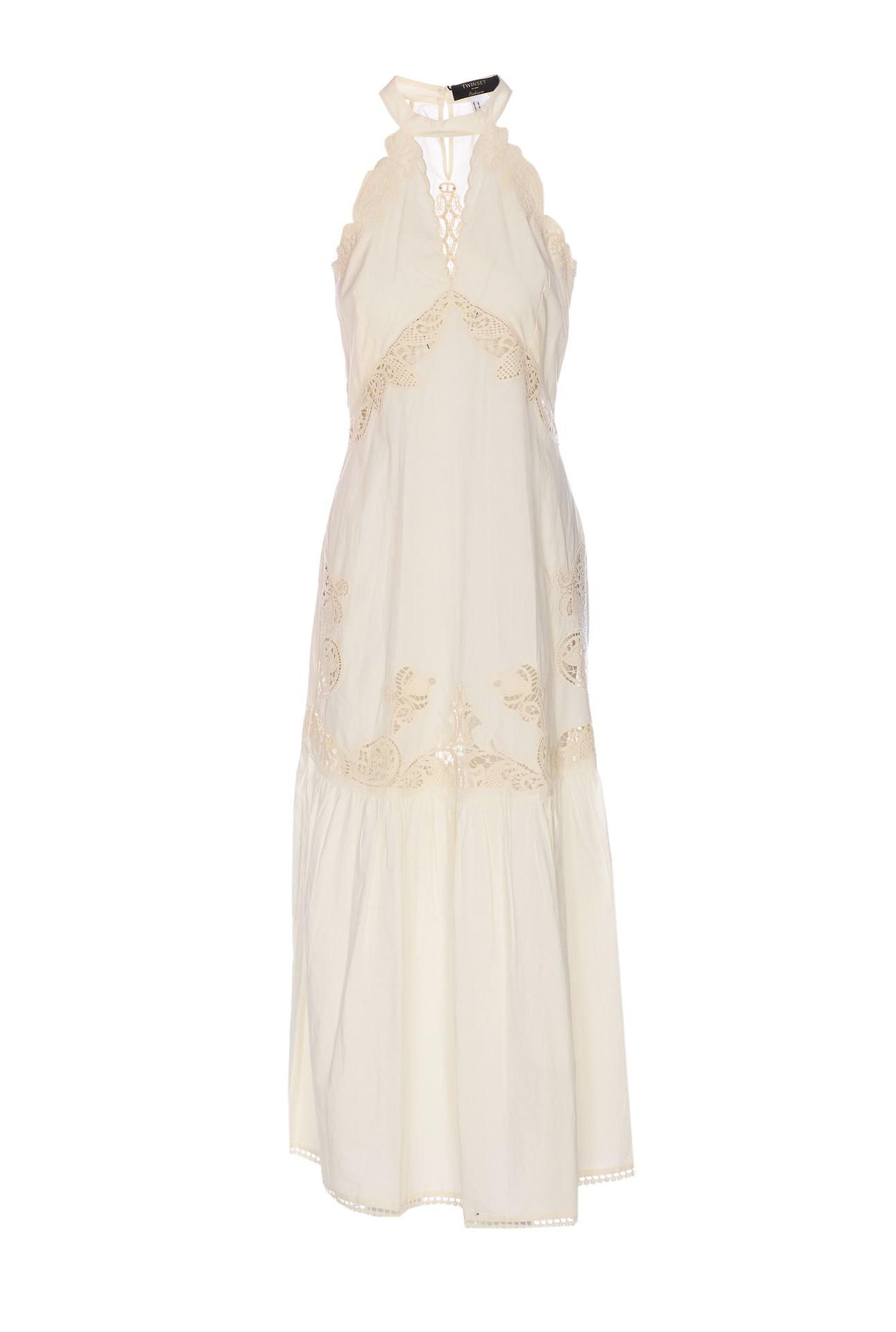 twinset long dress with embroidery
