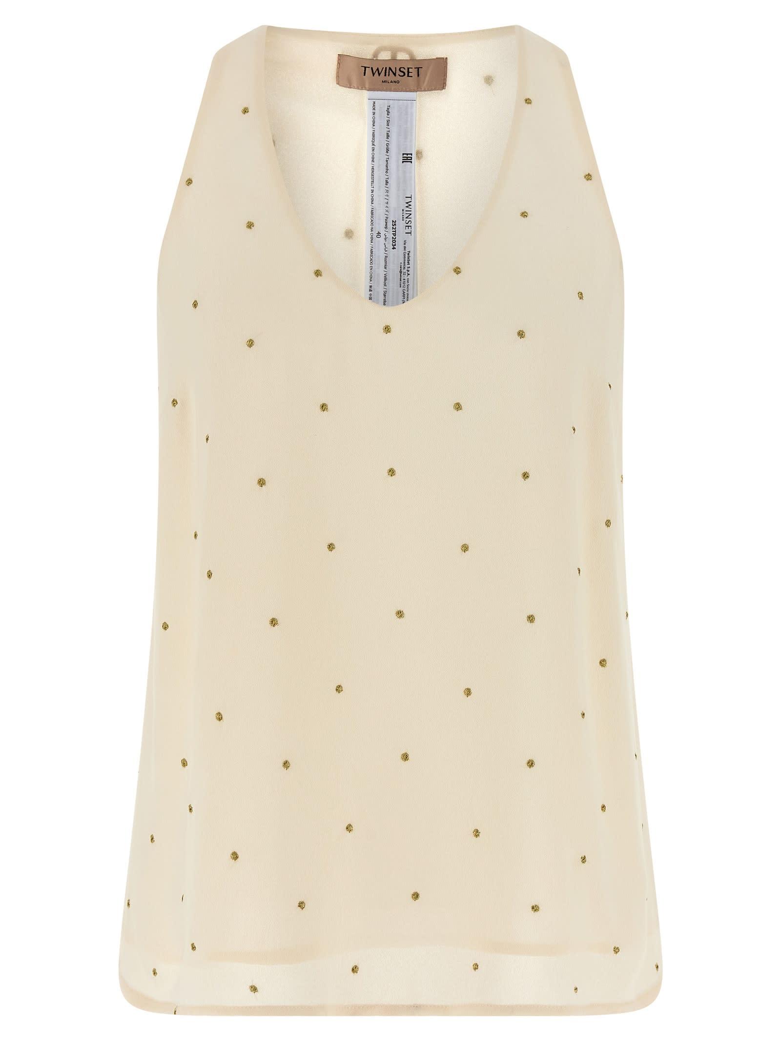 twinset lurex embroidery tank top