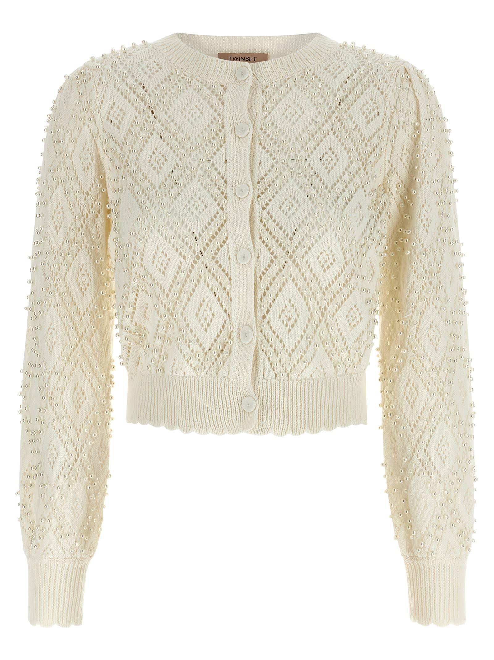 twinset pearl cardigan