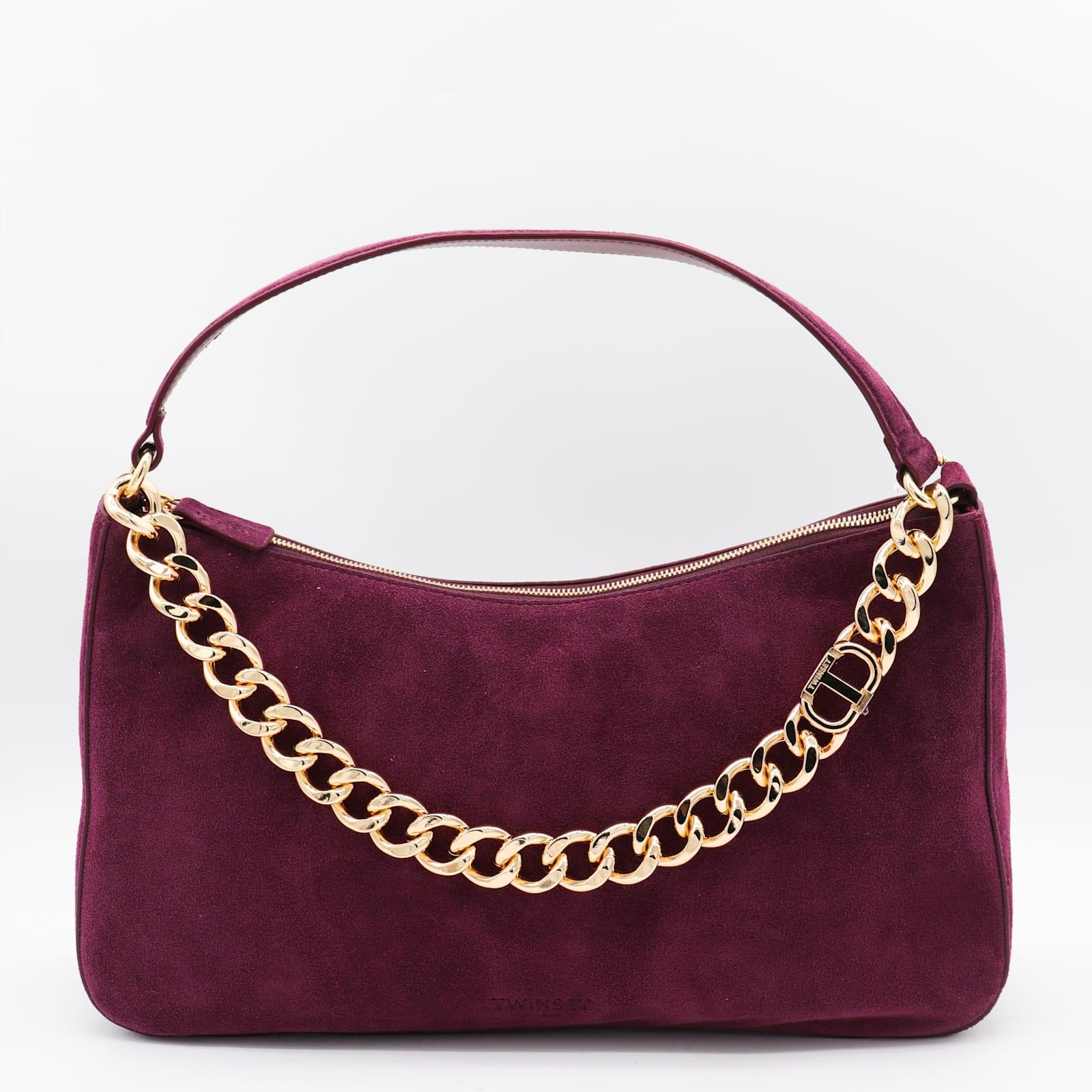 twinset purple leather liliane shoulder bag