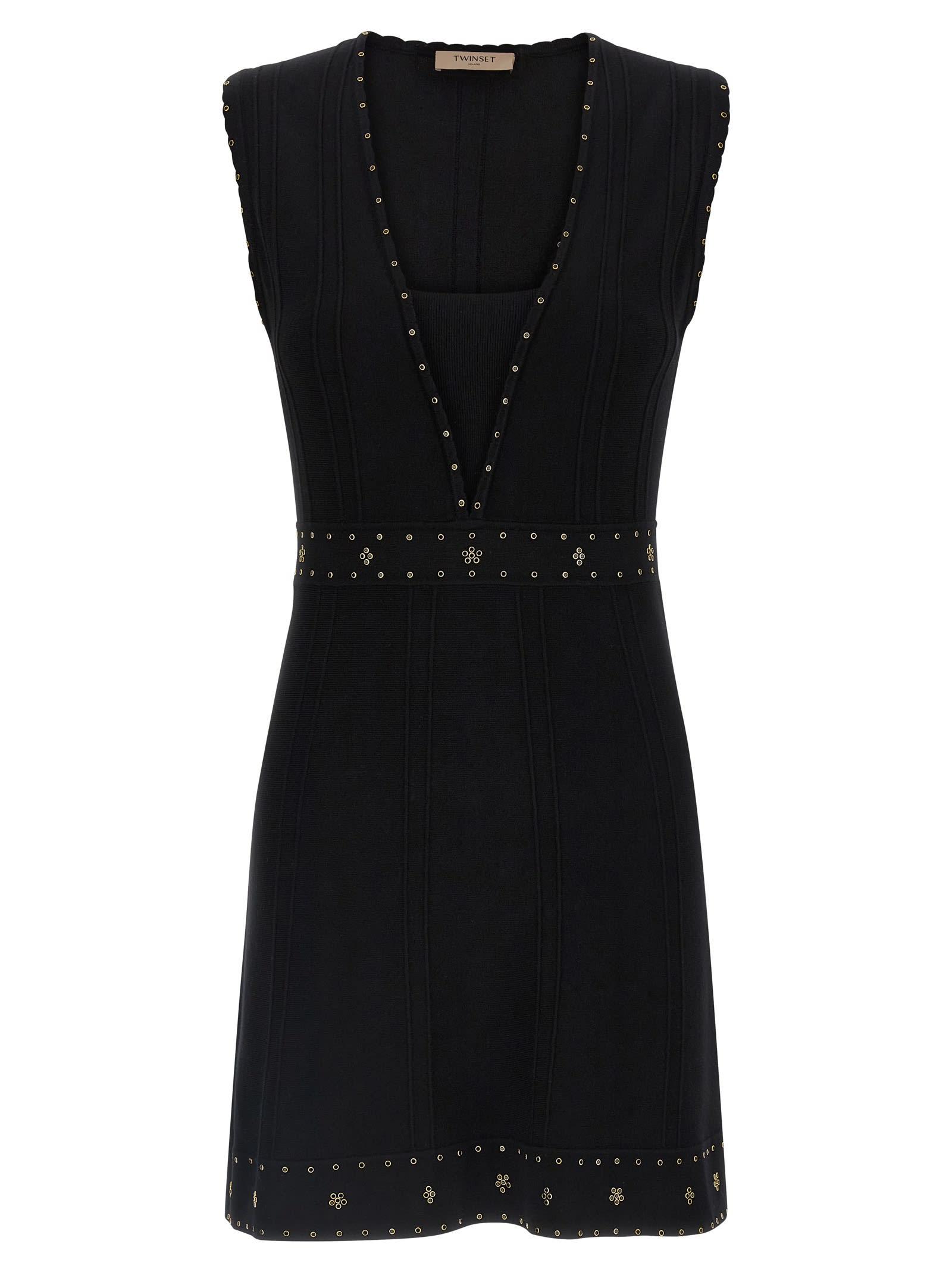 twinset rhinestone studded dress
