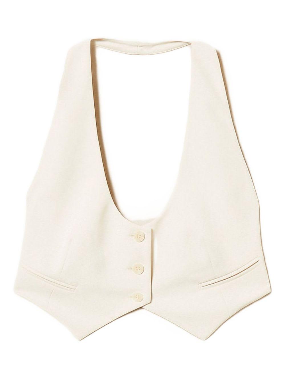 twinset short sleeveless vest with pointed hem