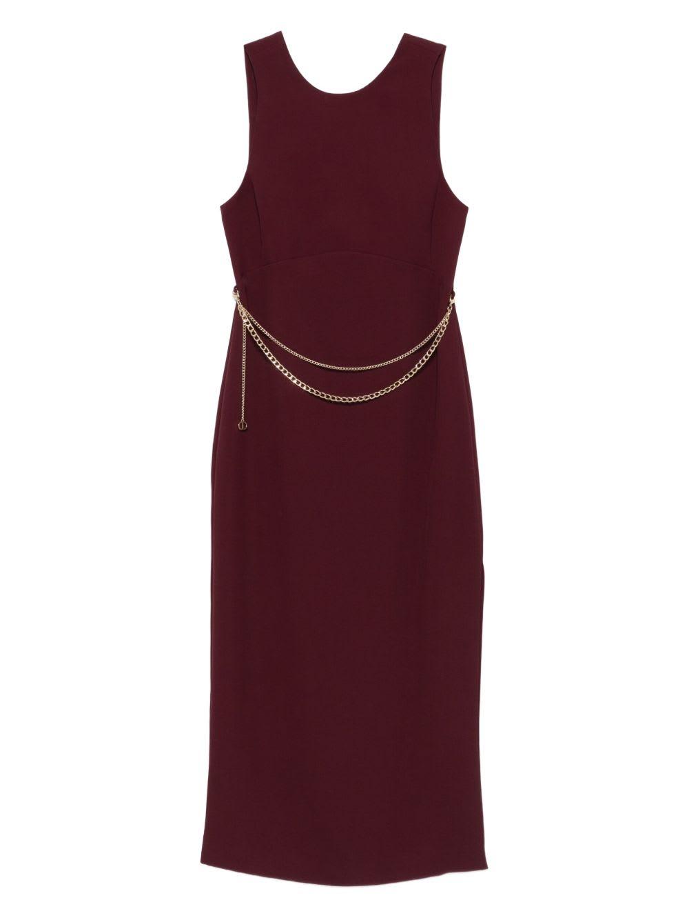 twinset sleeveless burgundy midi dress