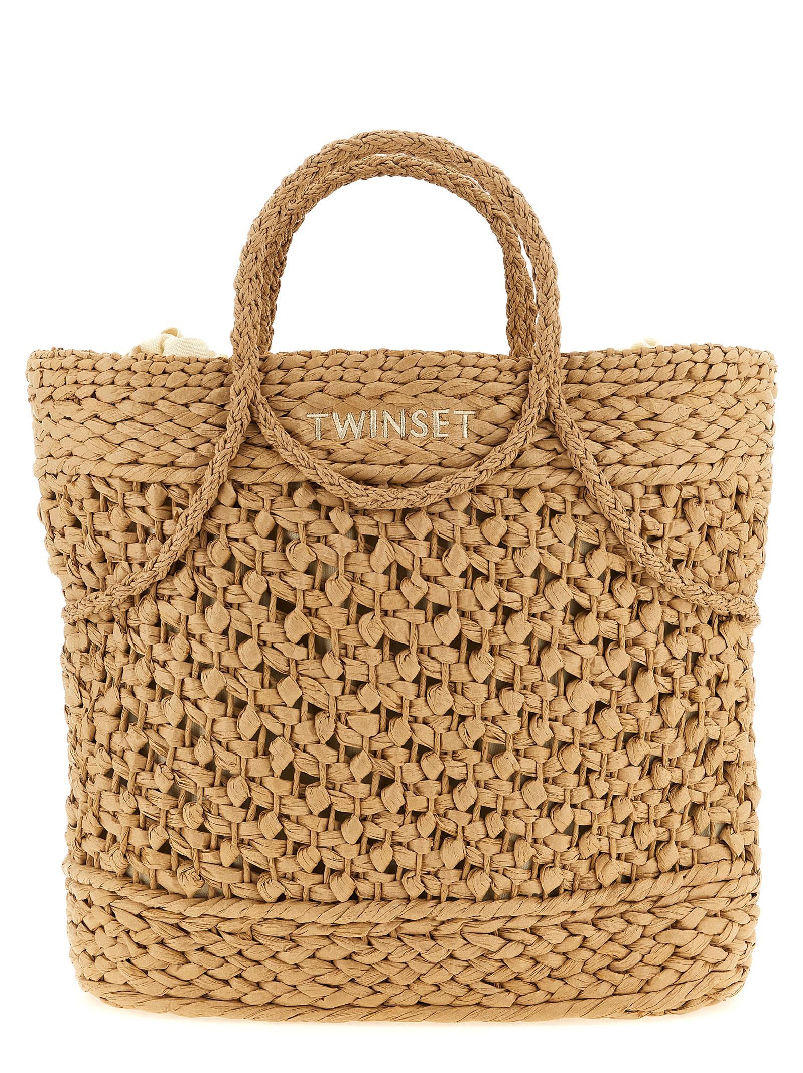 twinset straw shopping bag