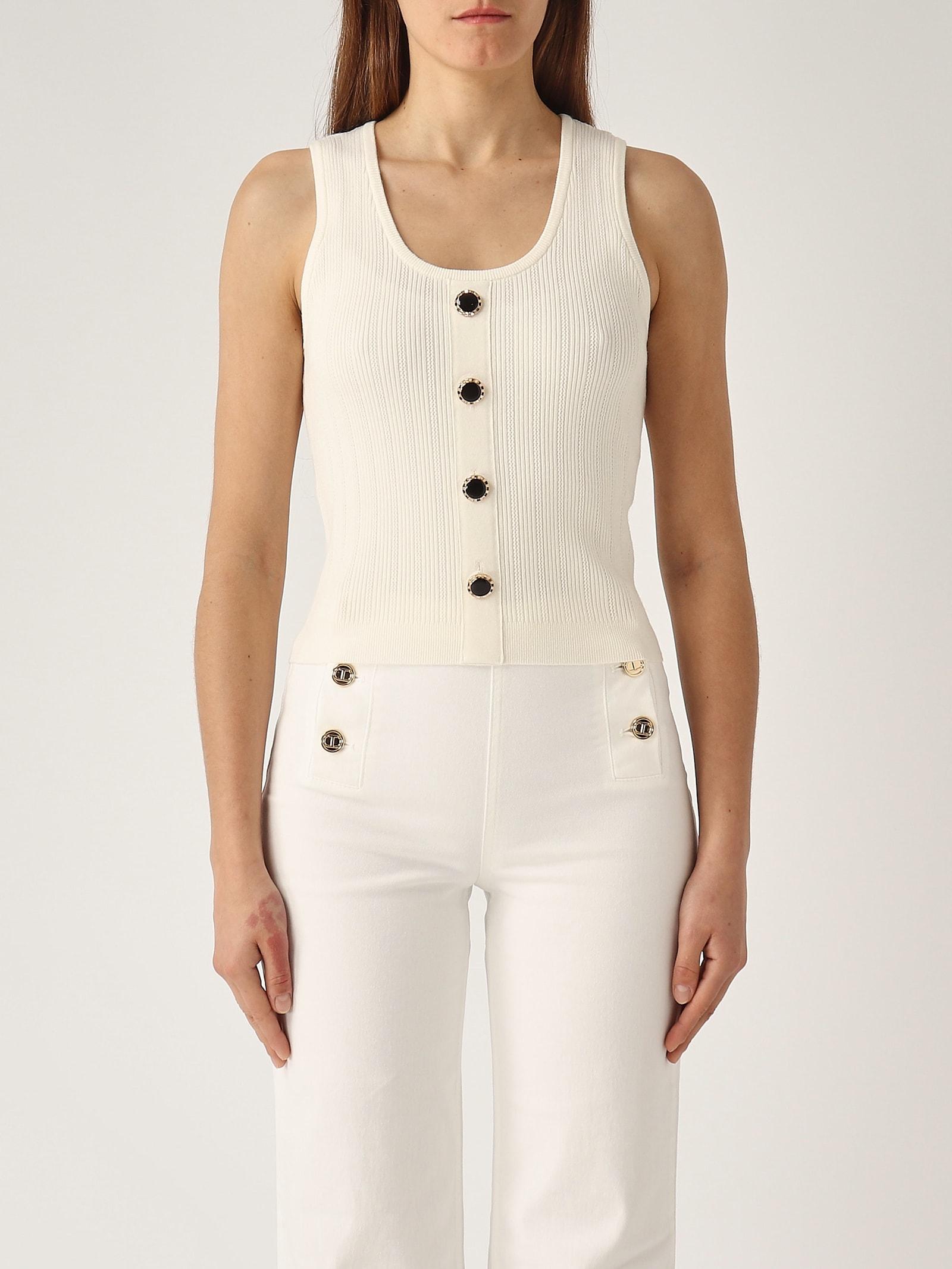 twinset top in maglia con bottone decoro top-wear