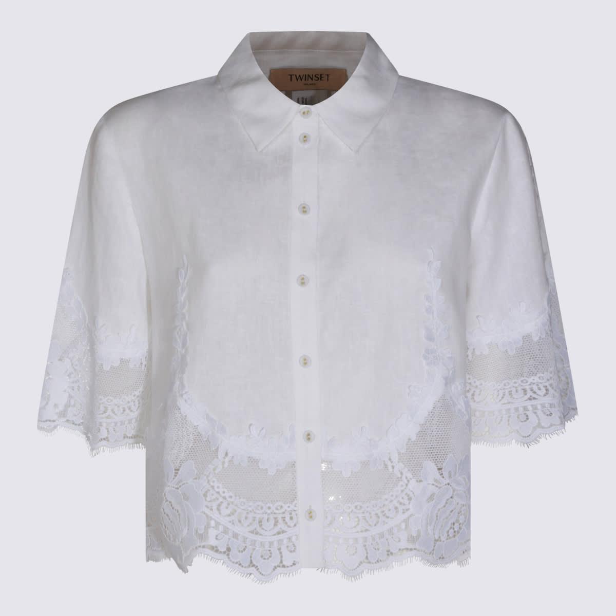 twinset white linen shirt