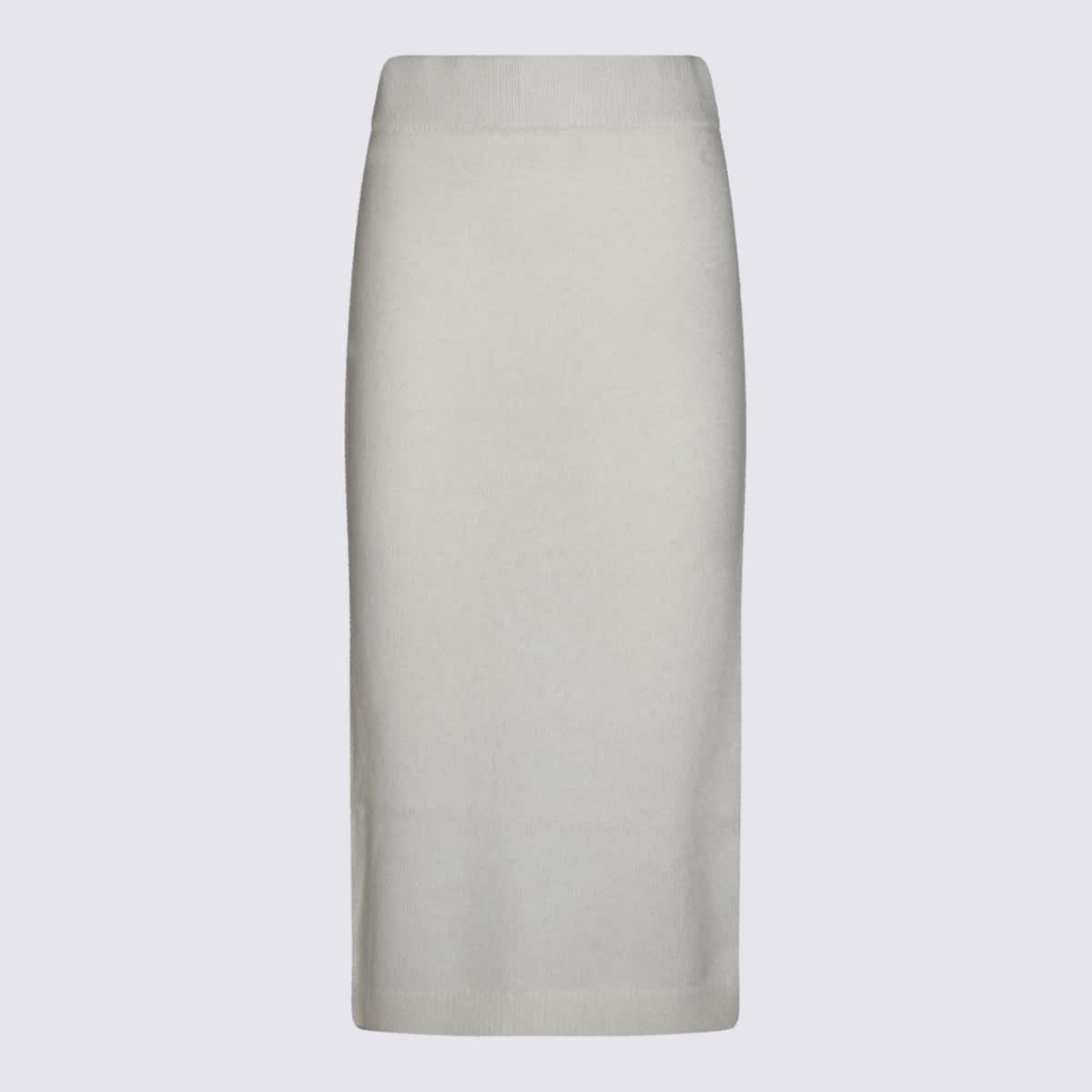 twinset white viscose midi skirt