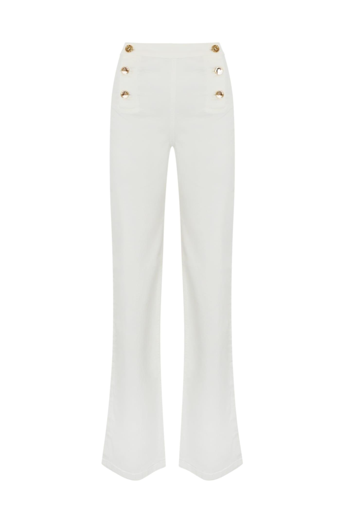 twinset wide leg trousers in white denim