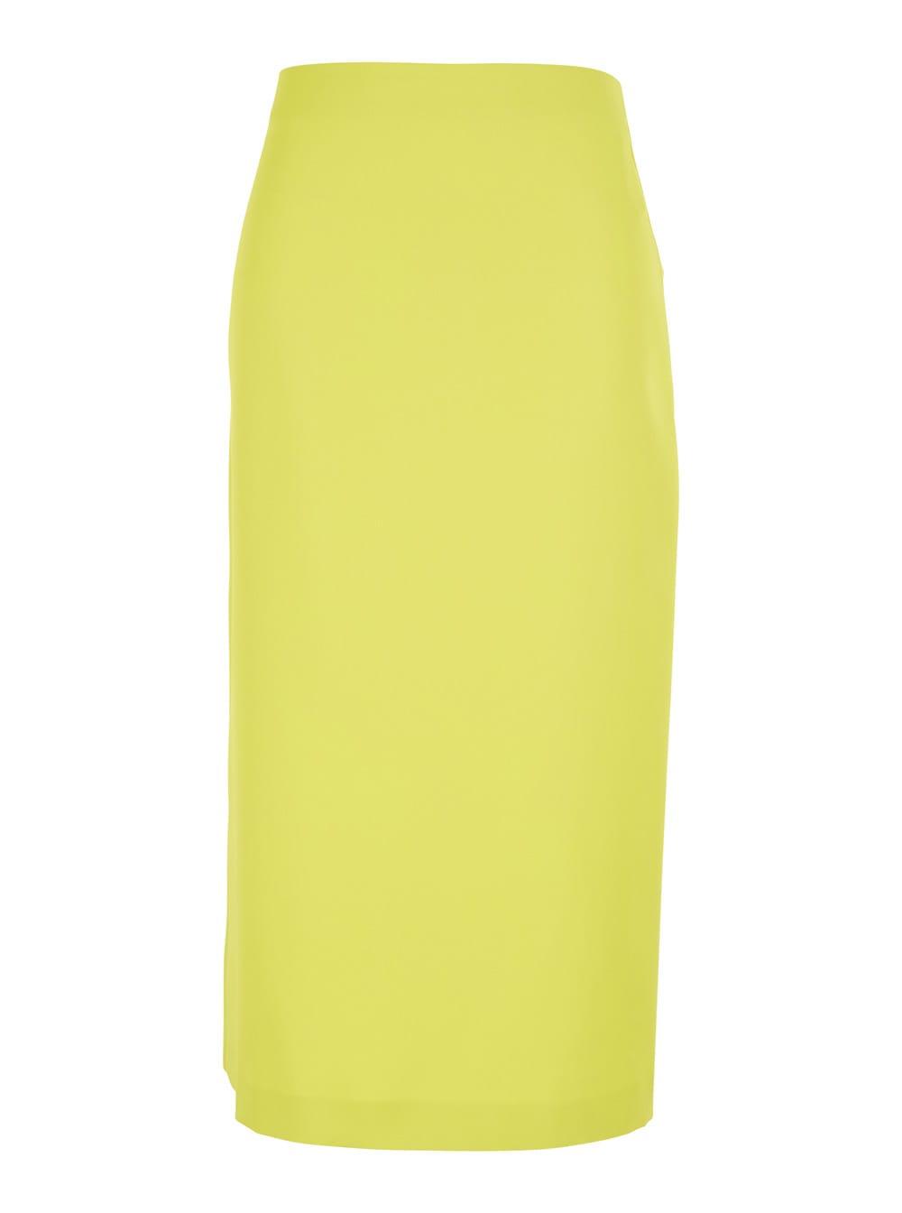 twinset yellow skirt with zip closure at the back and logo plate on the back in womens fabric