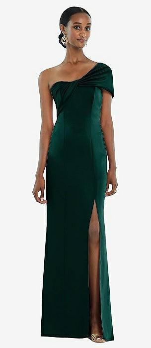 twist cuff one-shoulder princess line trumpet gown