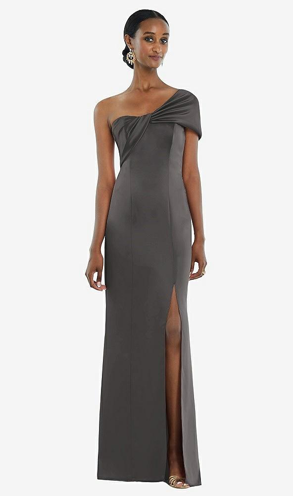 twist cuff one-shoulder princess line trumpet gown