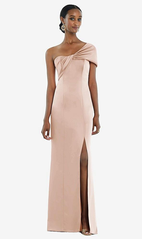 twist cuff one-shoulder princess line trumpet gown