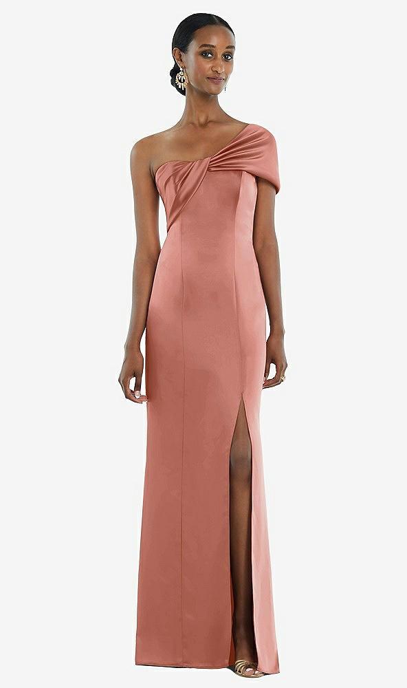 twist cuff one-shoulder princess line trumpet gown