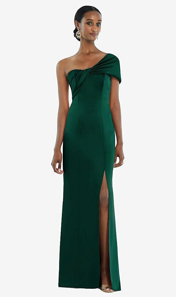 twist cuff one-shoulder princess line trumpet gown