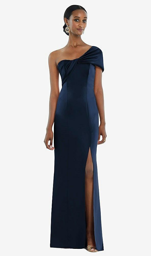 twist cuff one-shoulder princess line trumpet gown
