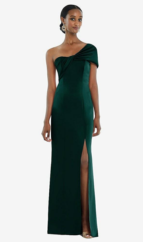 twist cuff one-shoulder princess line trumpet gown