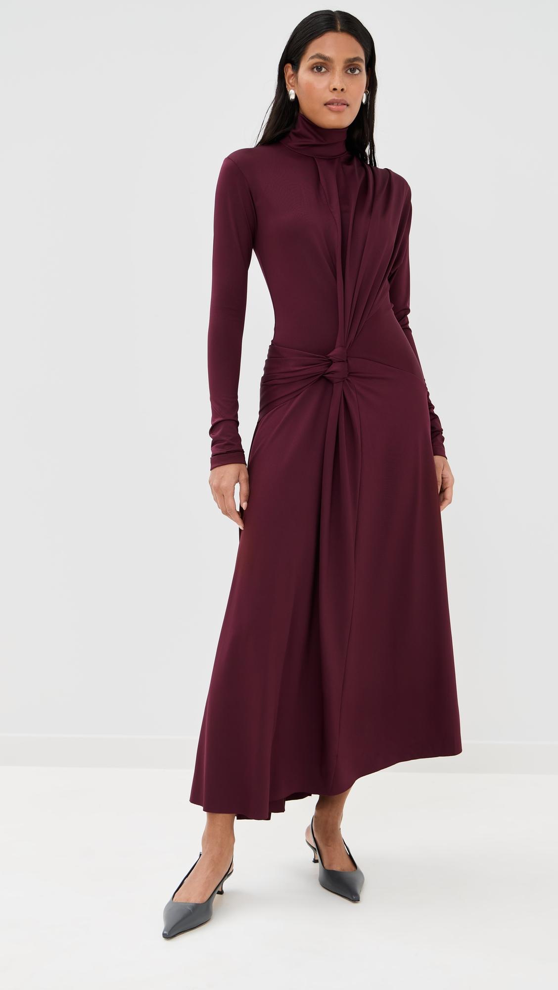 twist detail high neck dress