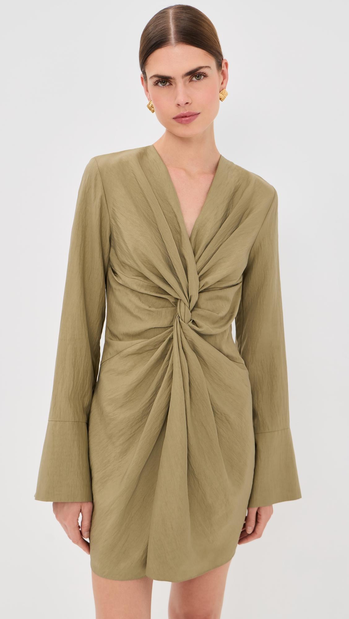 twist detail viscose twill dress