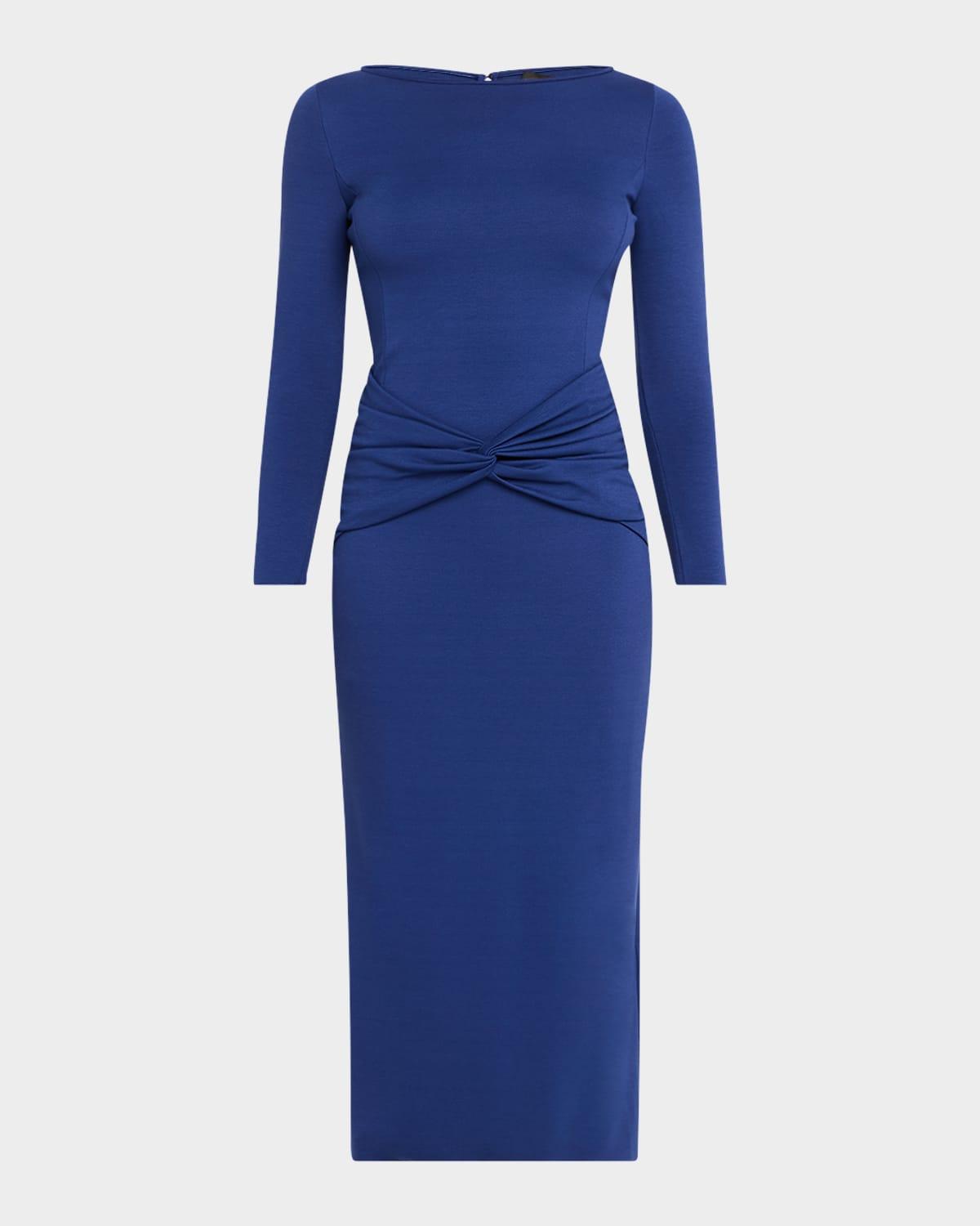 twist-front jersey midi dress