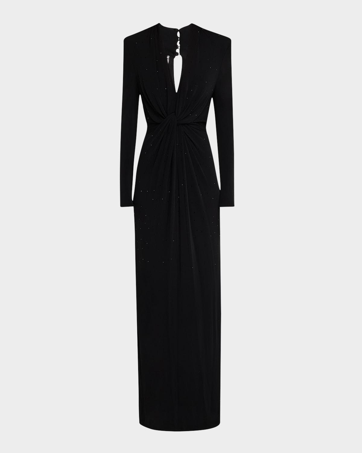 twist-front rhinestone gown