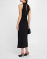 twist-front rhinestone midi dress