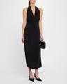 twist-front rhinestone midi dress