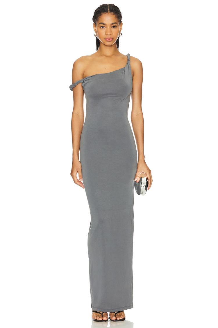 twist shoulder maxi dress
