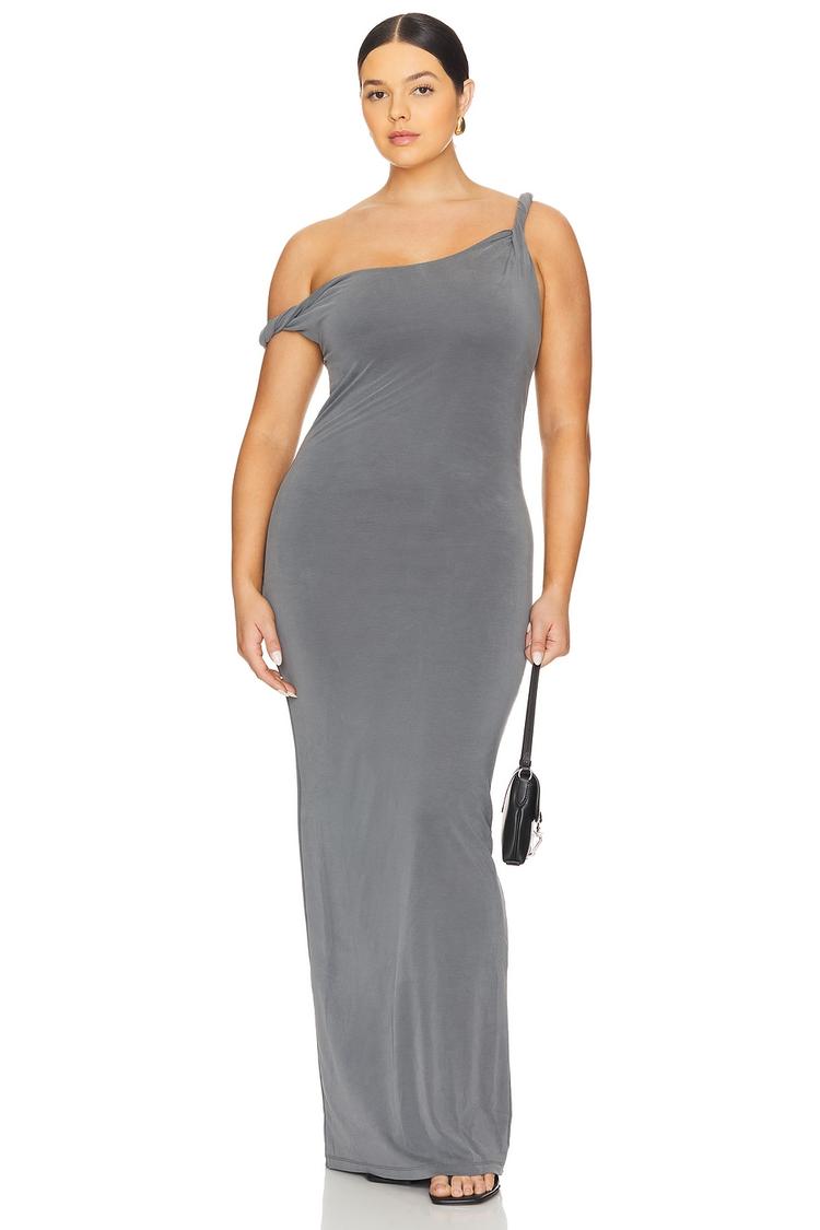 twist shoulder maxi dress