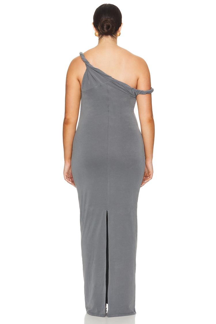 twist shoulder maxi dress