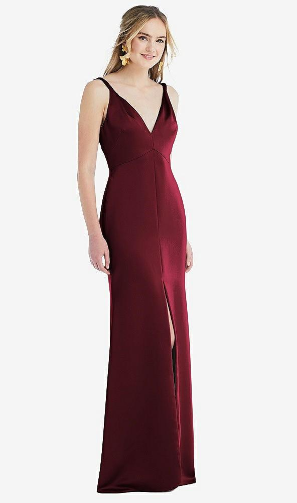 twist strap maxi slip dress with front slit - neve