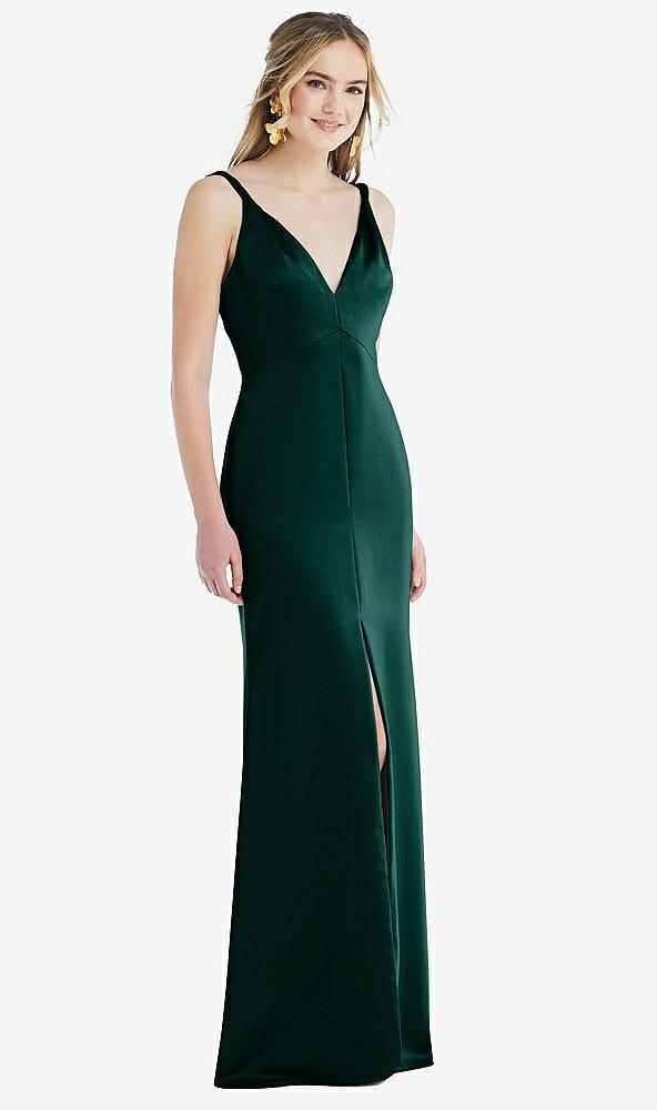 twist strap maxi slip dress with front slit - neve