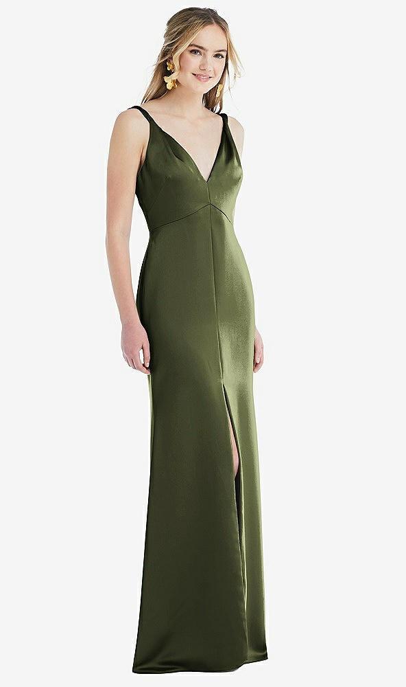 twist strap maxi slip dress with front slit - neve