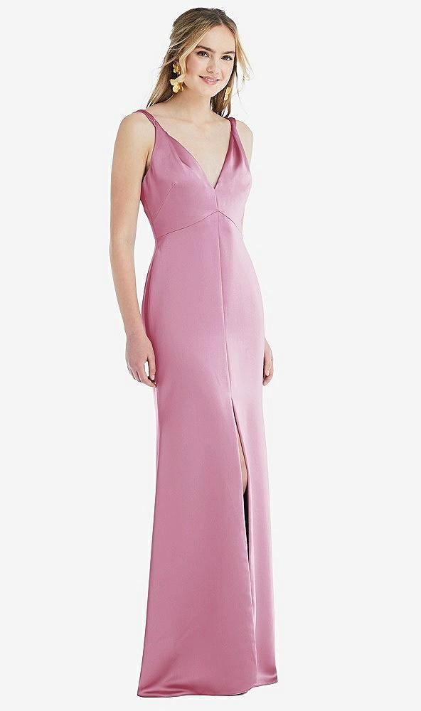 twist strap maxi slip dress with front slit - neve