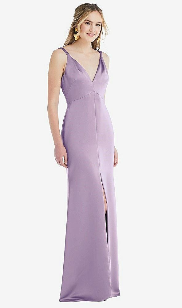 twist strap maxi slip dress with front slit - neve