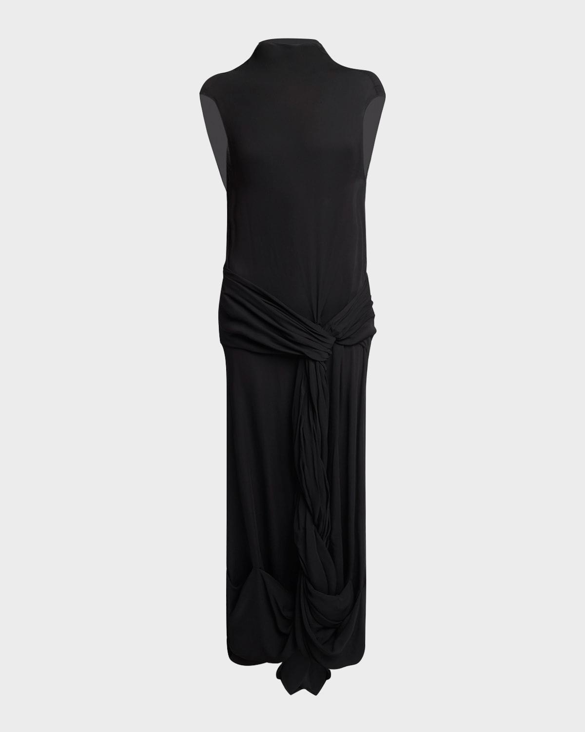twisted drape sleeveless backless maxi dress