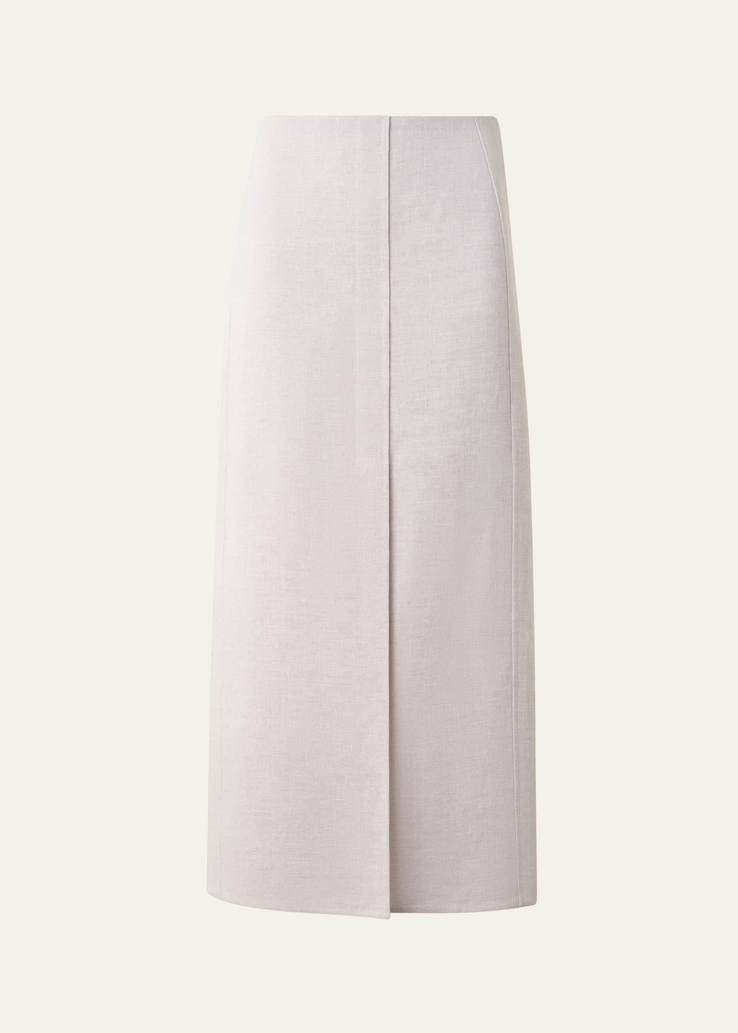 twisted linen double-face midi pencil skirt