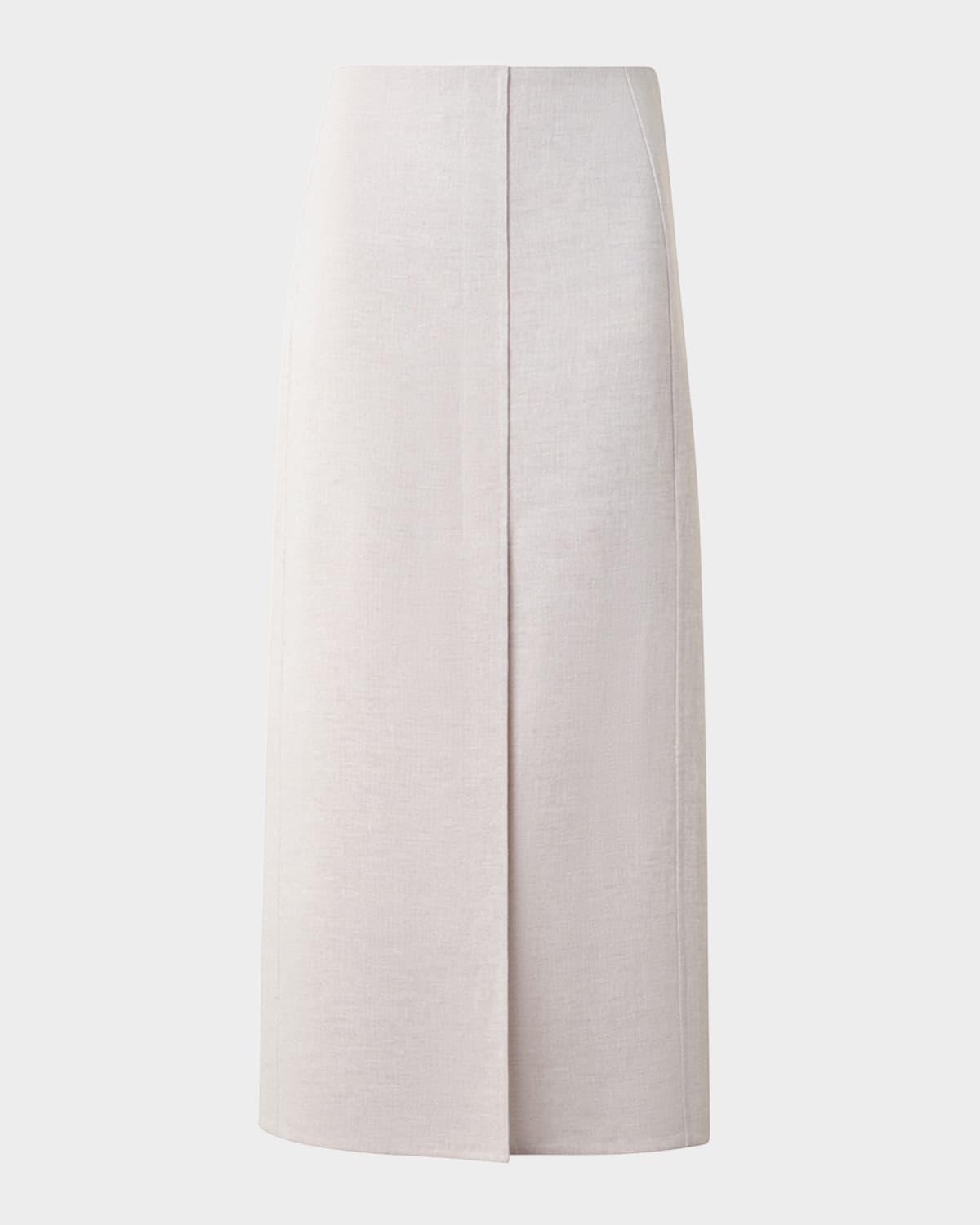 twisted linen double-face midi pencil skirt
