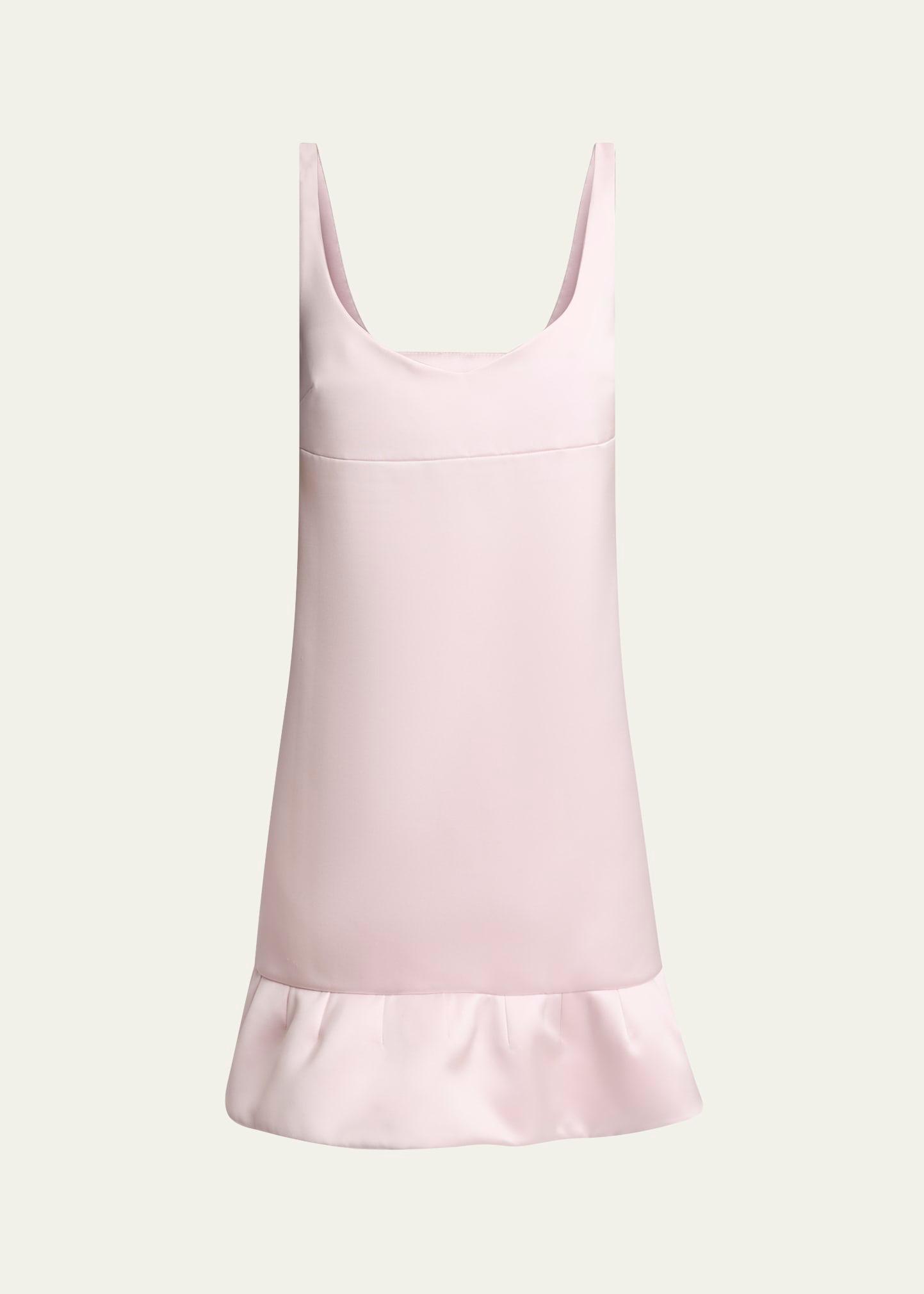 twisted straps ruffle hem mini dress