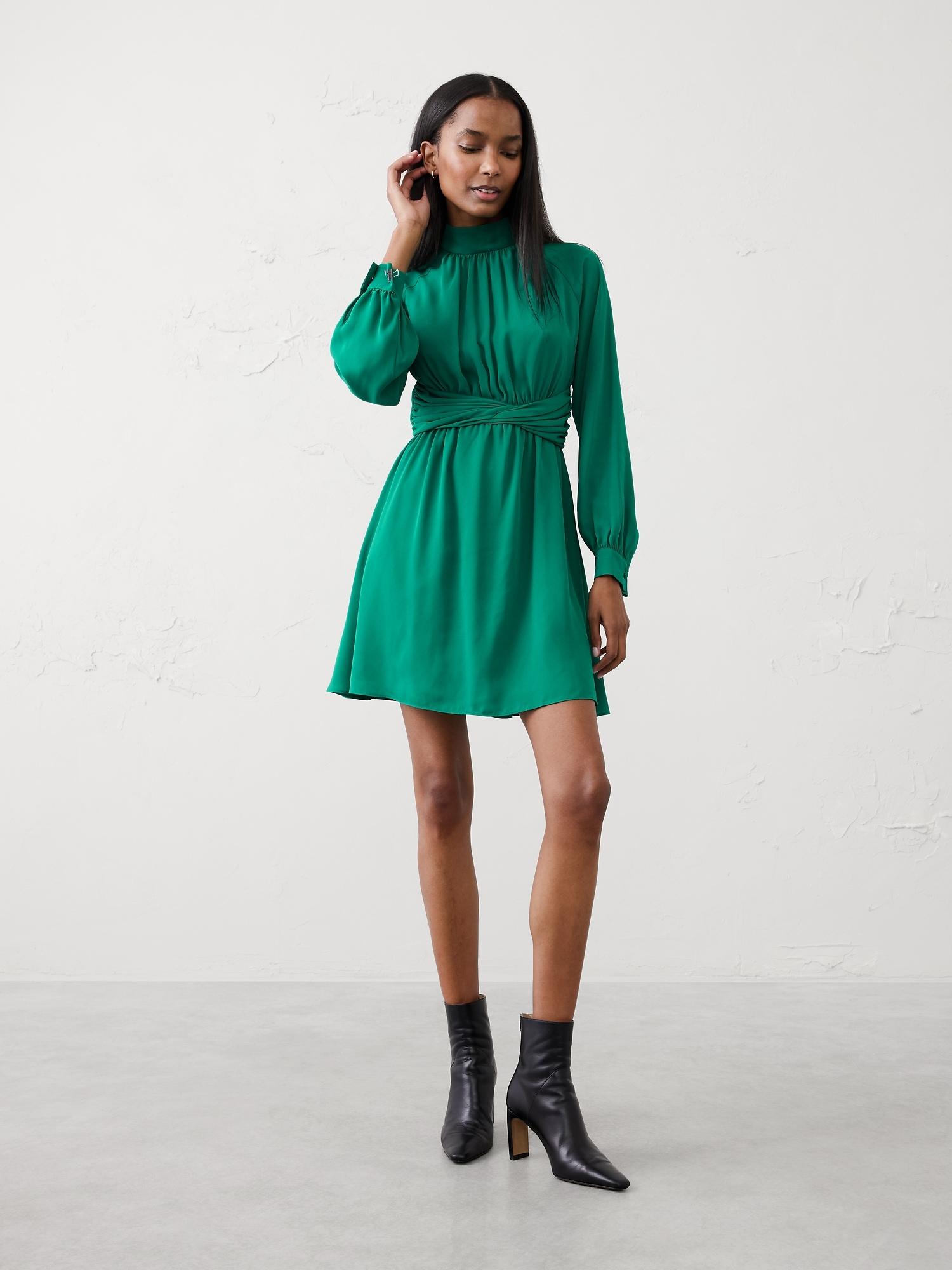twisted-waist mini dress