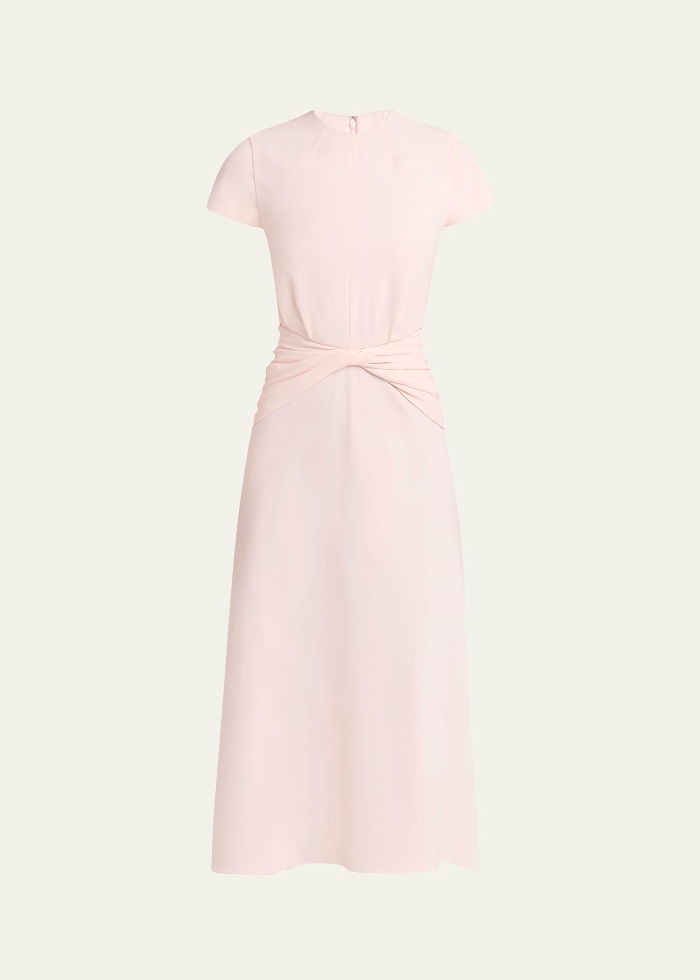 twisted waist short-sleeve midi dress