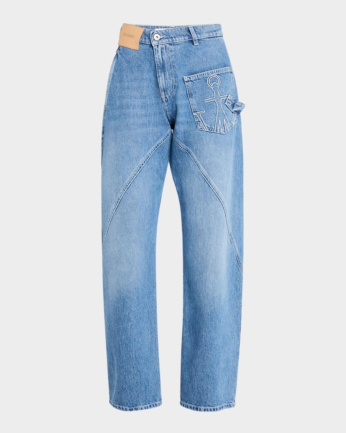 twisted wide-leg workwear jeans