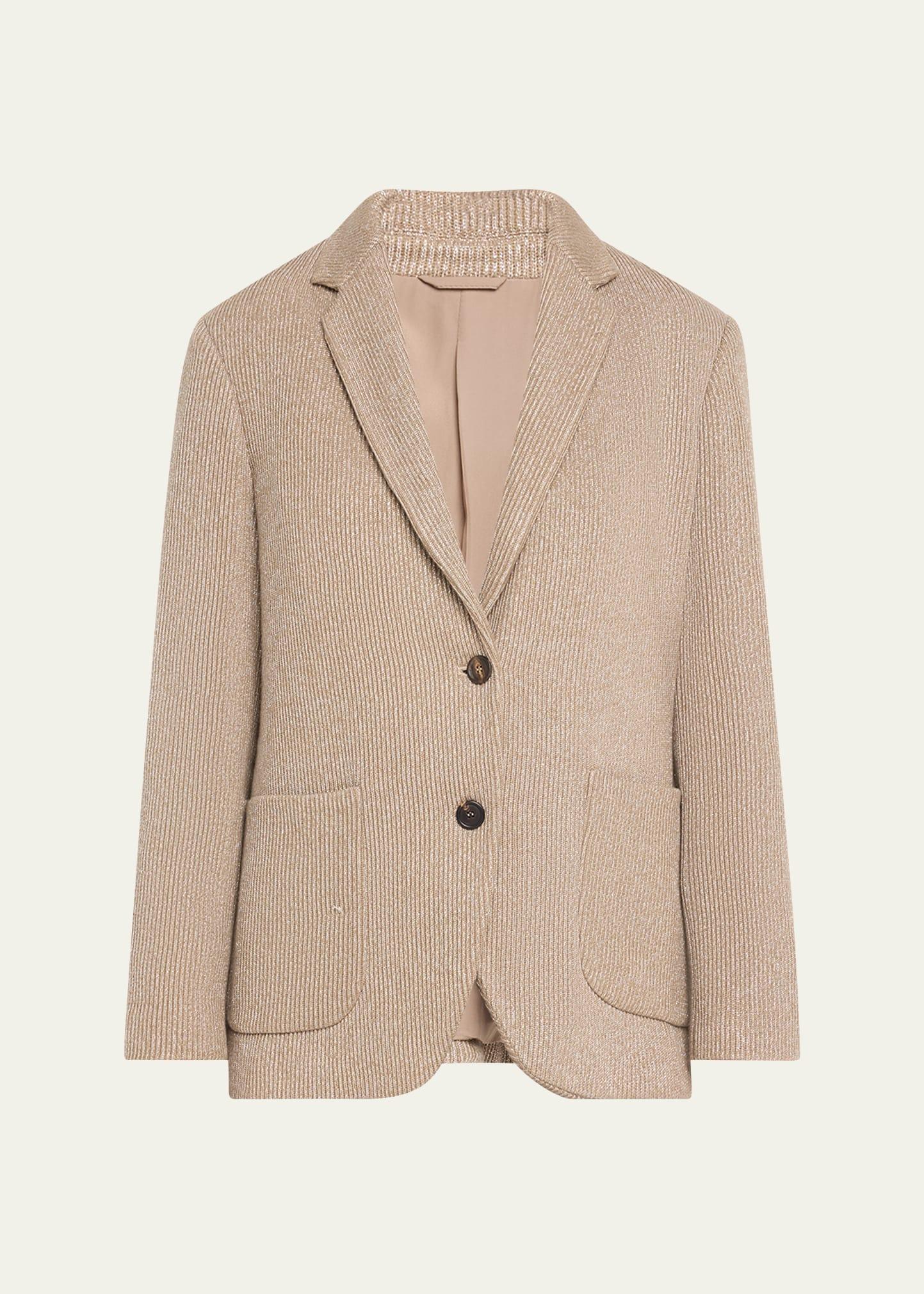 two-button lurex cotton english rib blazer