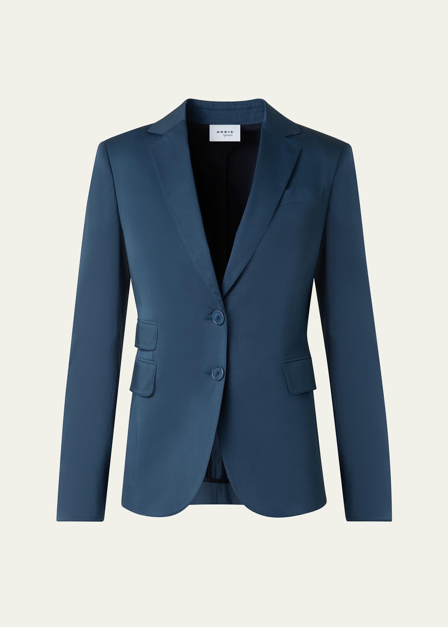 two-button washed cotton satin blazer